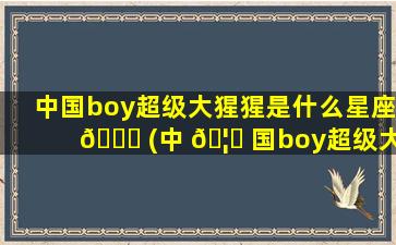中国boy超级大猩猩是什么星座 💐 (中 🦟 国boy超级大猩猩是什么星座的人)